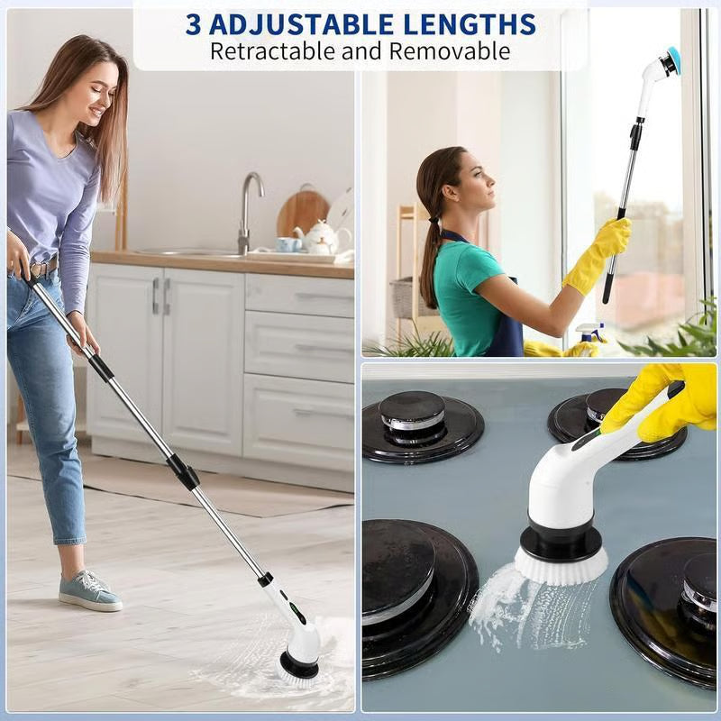 🧽 Electric Spin Scrubber – Cordless Power Scrubber with 9 Replaceable Brush Heads & Extendable Handle