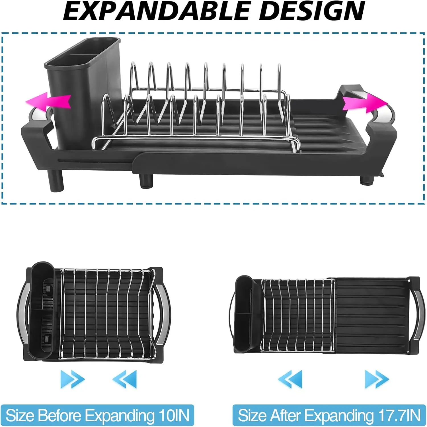 Dish Drying Rack – Space-Saving Kitchen Organizer with Drain Tray