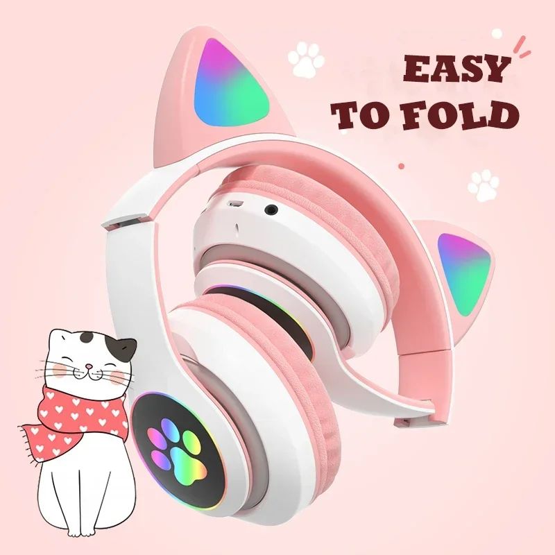BunnyBeats™ Wireless Luminous Rabbit Ear Headphones – Cute Style, Big Sound, Total Fun!