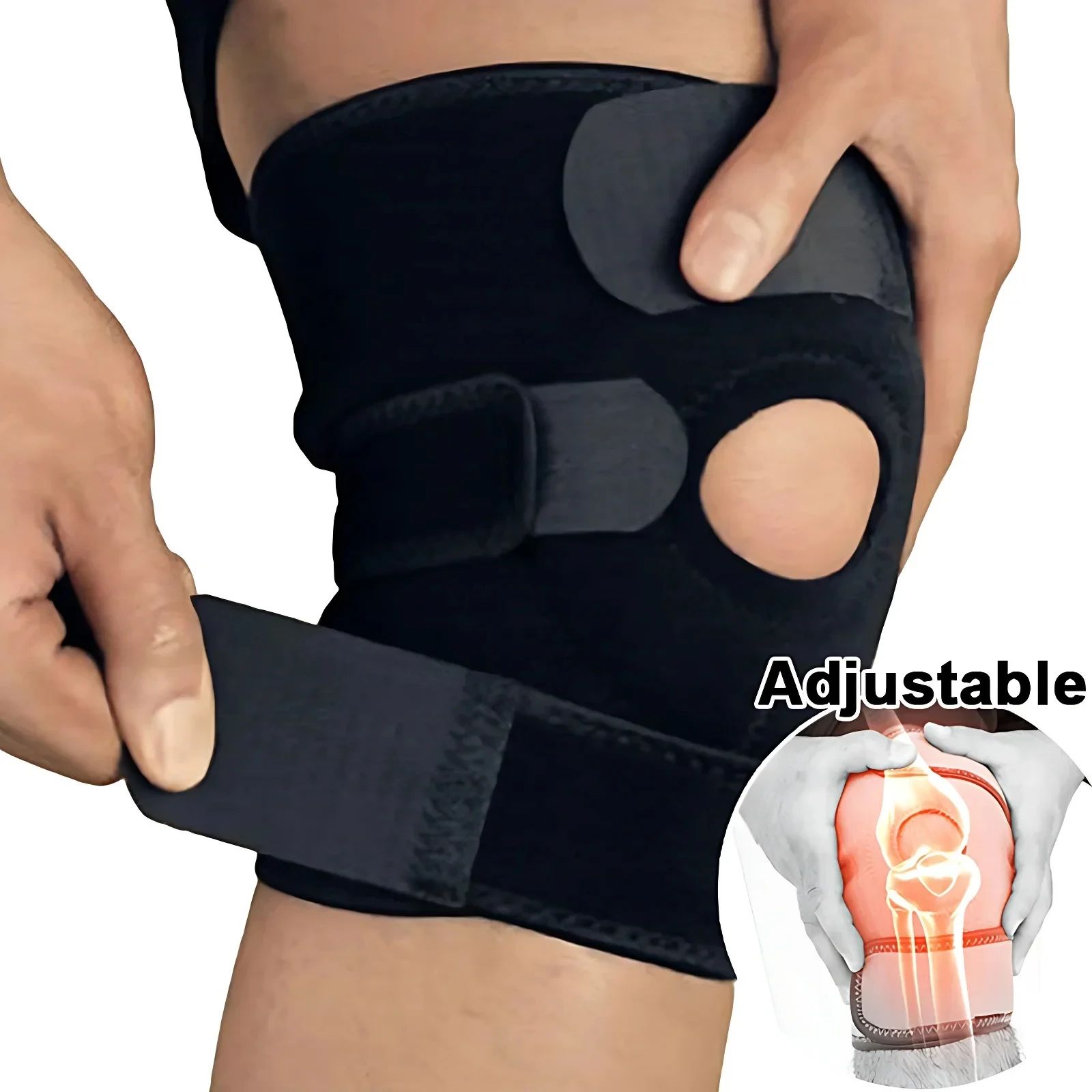 Black Knee Support Brace – Compression Sleeve for Pain Relief, Joint Stability & Workout Support