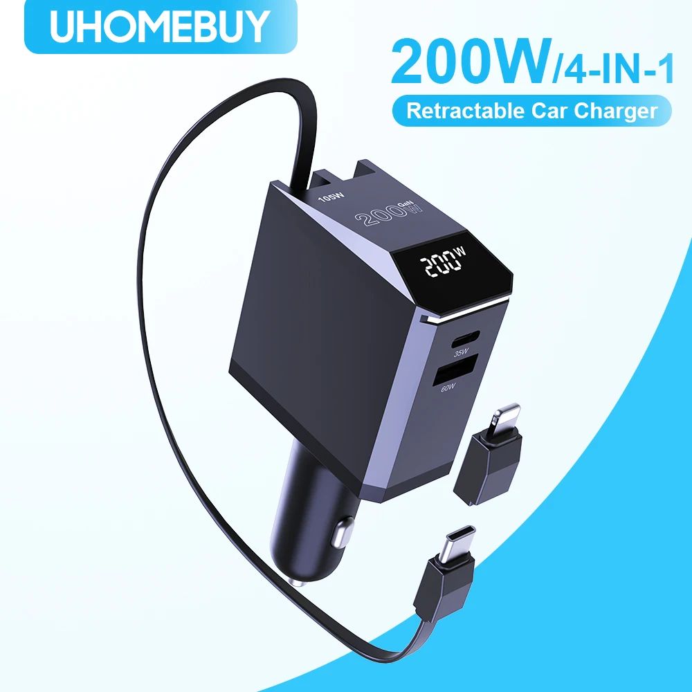 4-in-1 Retractable Fast Charging Cable – Universal All-in-One Charger for iPhone, Android & More