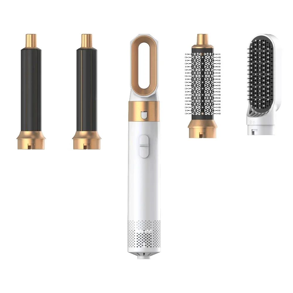 5-in-1 Hot Air Brush Styler – Hair Dryer, Straightener, Curler & Volumizer for Salon-Style Results at Home
