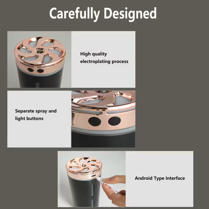 Smart Dual Mist Car Diffuser – Luxury LED Aroma Freshener (USB Rechargeable) ✅