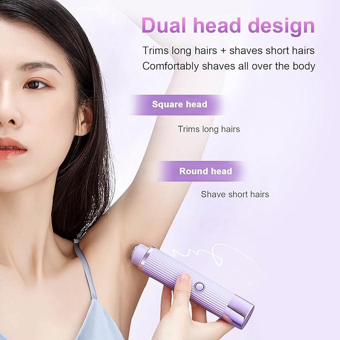 2-in-1 Dual Head Electric Shaver & Trimmer | IPX7 Waterproof | Smooth Shave for Body, Bikini, Underarms & Face | مثالي للاستخدام الجاف والرطب