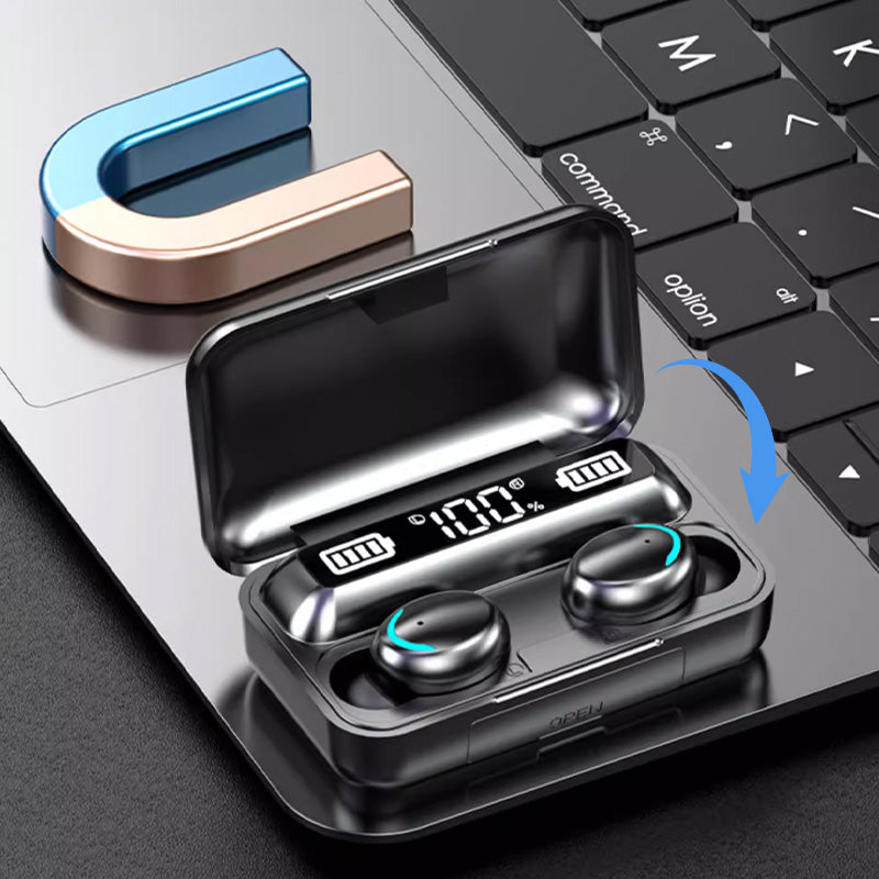 9D HiFi Stereo Wireless Blueteeth in-Ear Earphone, LED Display & Waterproof