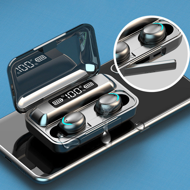 9D HiFi Stereo Wireless Blueteeth in-Ear Earphone, LED Display & Waterproof