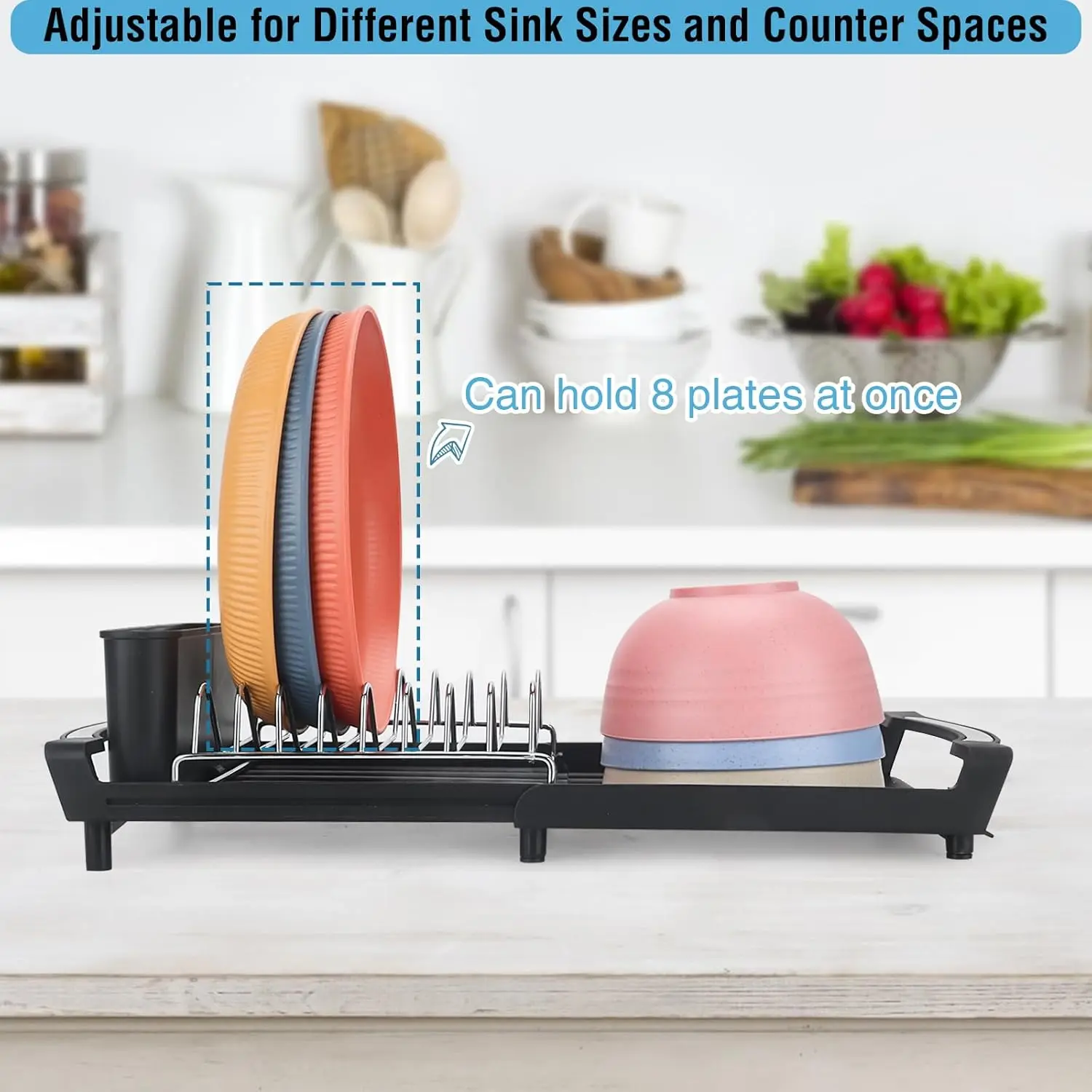 Dish Drying Rack – Space-Saving Kitchen Organizer with Drain Tray