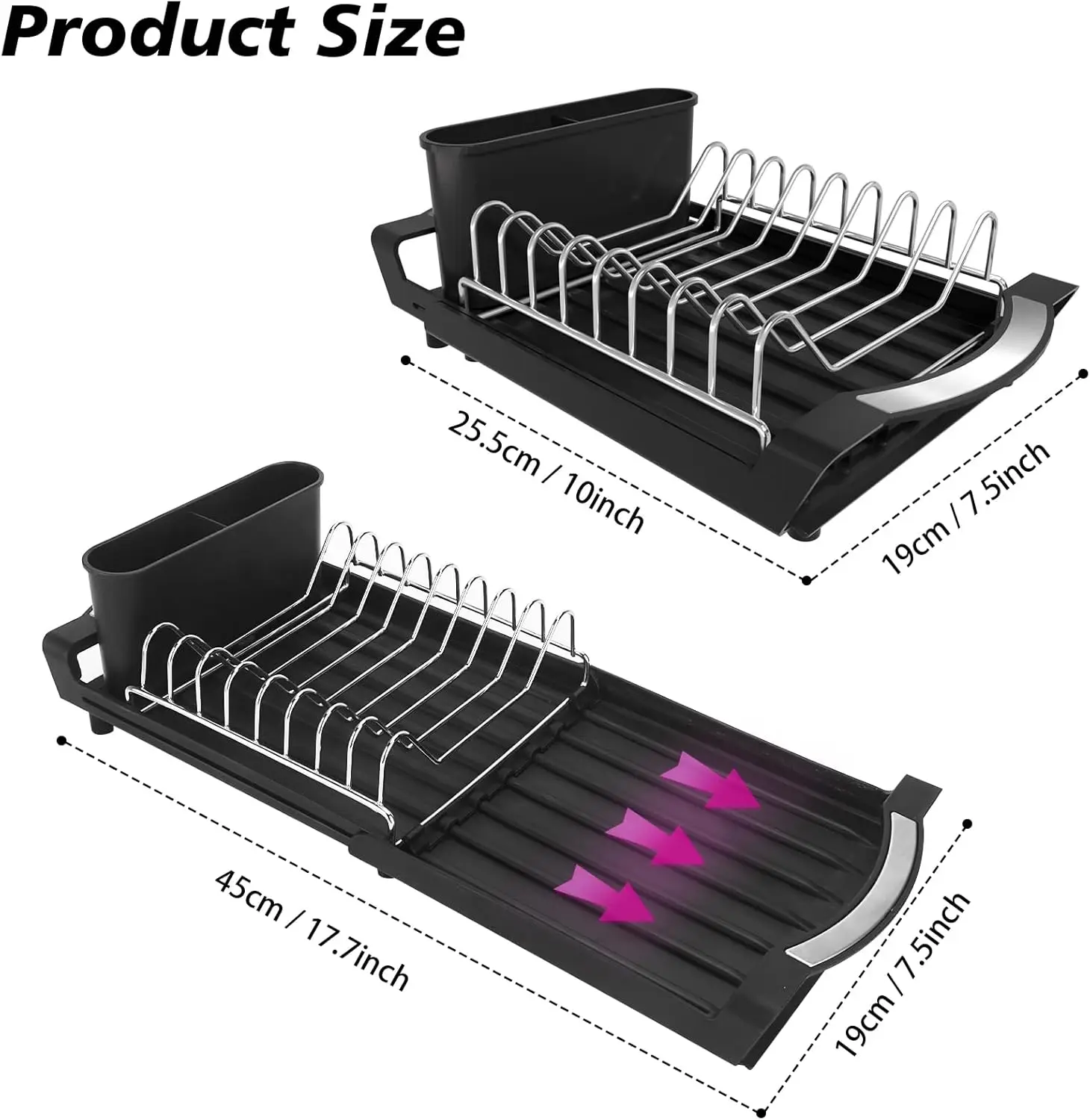 Dish Drying Rack – Space-Saving Kitchen Organizer with Drain Tray