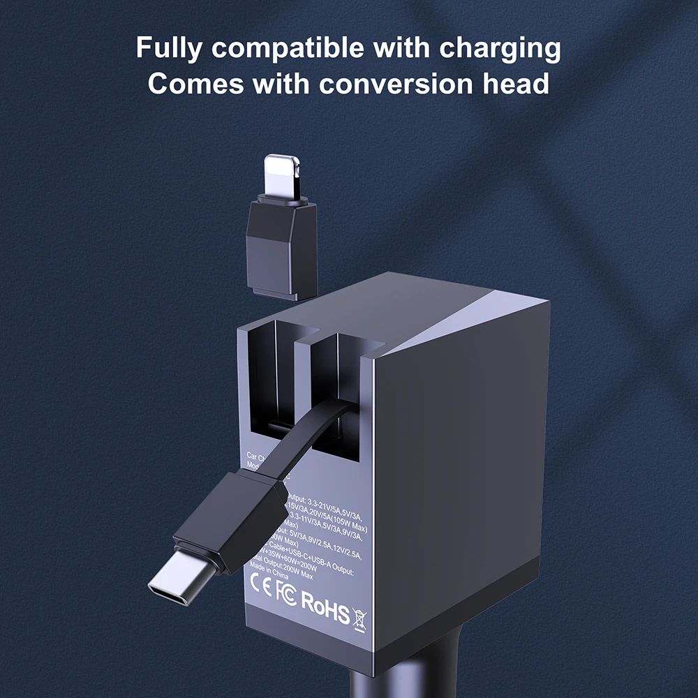 4-in-1 Retractable Fast Charging Cable – Universal All-in-One Charger for iPhone, Android & More