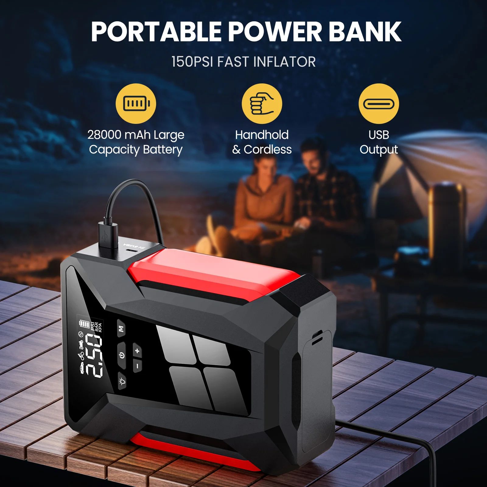 PowerPump™ 2-in-1 Jump Starter with Built-In Air Compressor – Start Dead Batteries & Inflate Tires in Minutes!