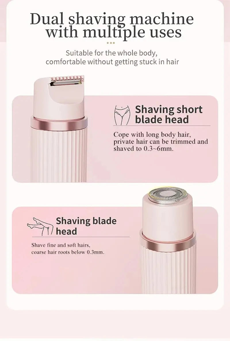 2-in-1 Dual Head Electric Shaver & Trimmer | IPX7 Waterproof | Smooth Shave for Body, Bikini, Underarms & Face | مثالي للاستخدام الجاف والرطب