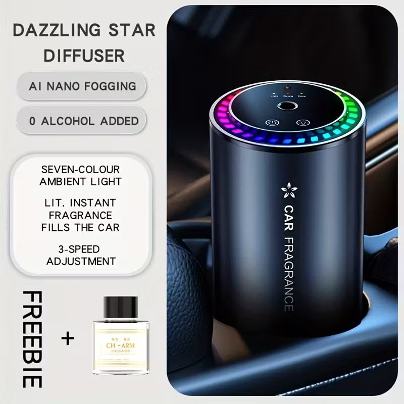 Smart Car Air Freshener Diffuser with Starry Sky Light Projection