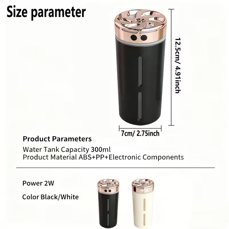 Smart Dual Mist Car Diffuser – Luxury LED Aroma Freshener (USB Rechargeable) ✅